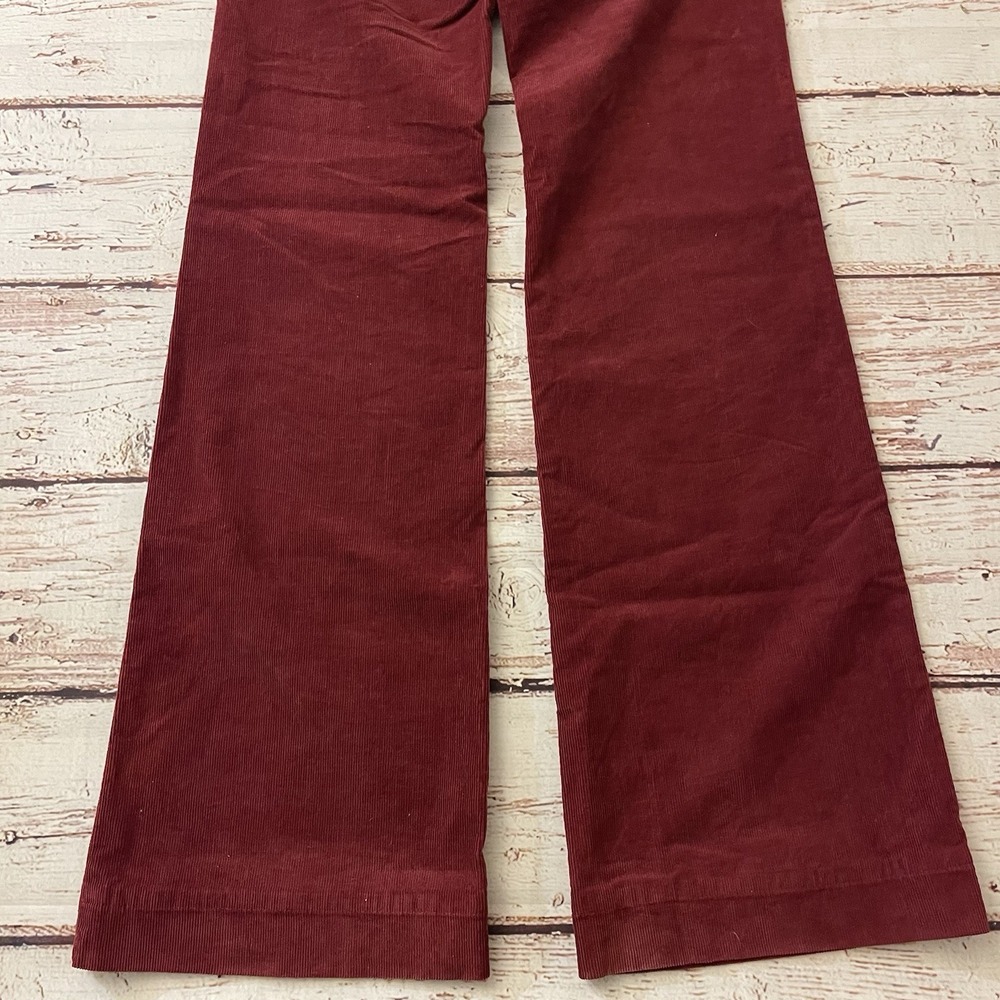 Stella McCartney Burgundy Corduroy Flare Pants Made‎ In Italy Size 28 Inseam 35" - Picture 12 of 14